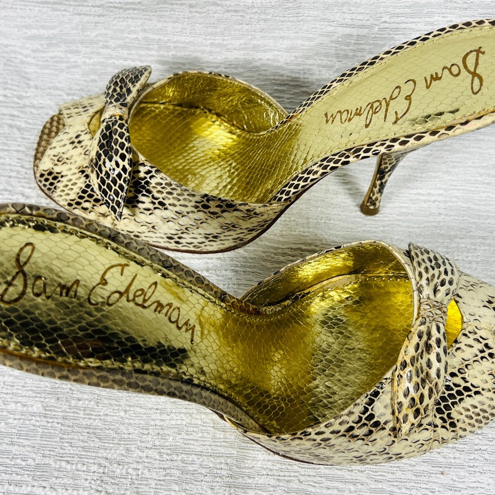 Sam Edelman Metallic Snakeskin Heels